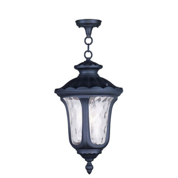 Oxford 3 Light Black Outdoor Pendant Lan, LIVEX LIGHTING, Mfr# 7858-04