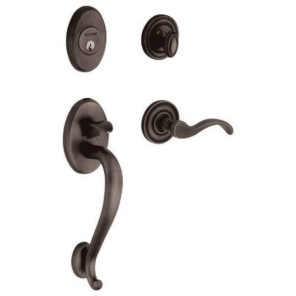 Entry Handlesets Distressed Oil Rubbed Bronze, Baldwin Estate, Mfr#: 85315.402.LENT