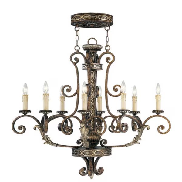 Seville 8 Light Palacial Bronze with Gilded Accents Oval Chandelier, Livex Lighting, Mfr#: 8538-64