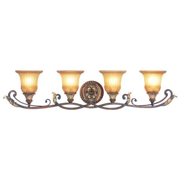 Villa Verona 4 Light Verona Bronze with Aged Gold Leaf Bath Vanity, LIVEX LIGHTING, Mfr# 8554-63