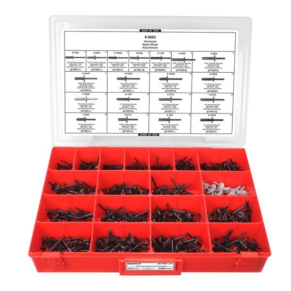 Nyln Pop Rivet Assrtmnt Adj Red Tray W/Clr Lid, Disco, Mfr#: 8683RCP