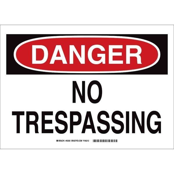 Danger Sign, 7 in H, 10 in W, Aluminum, Rectangle, English, 95360, BRADY, Mfr# 95360