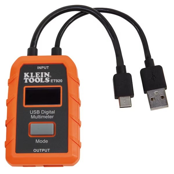 USB Digital Meter, USB-A and USB-C, KLEIN TOOLS, Mfr# ET920