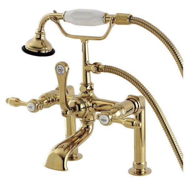 Deck-Mount Clawfoot Tub Faucet, Polished Brass, Deck Mount, KINGSTON BRASS, Mfr# AE103T2TAL