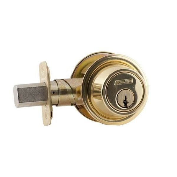 Bright Brass Deadbolt B560PF605, SCHLAGE COMMERCIAL, Mfr# B560PF605