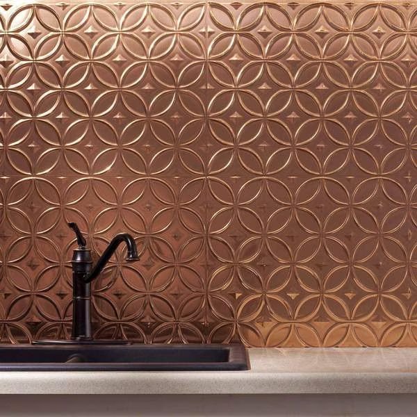 Fasade 18in x 24in Rings Polished Copper Backsplash Panel 5pk, Fasade, Mfr#: PB6125