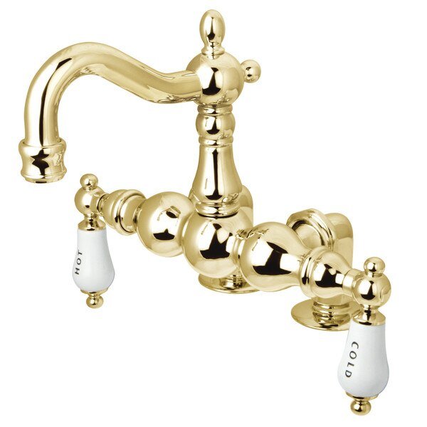 Deck-Mount Clawfoot Tub Faucet, Polished Brass, Deck Mount, KINGSTON BRASS, Mfr# CC1095T2