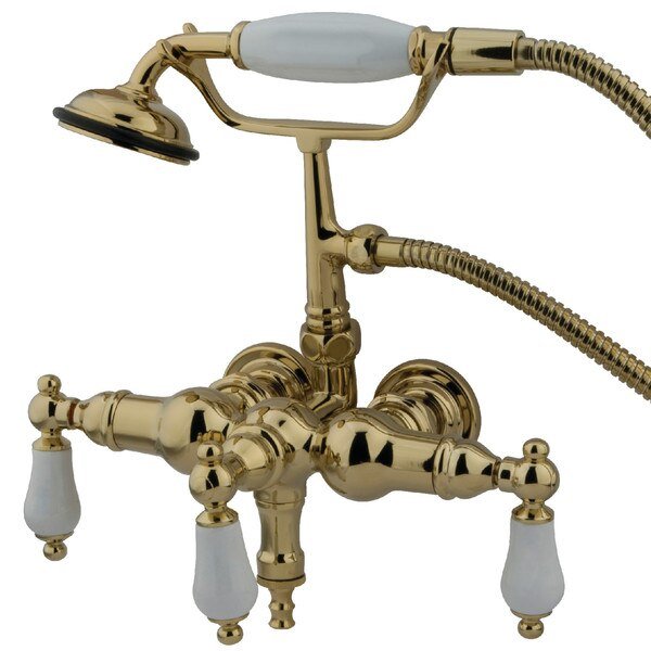 Wall-Mount Clawfoot Tub Faucet, Polished Brass, Tub Wall Mount, KINGSTON BRASS, Mfr# CC23T2
