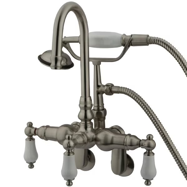 Wall-Mount Clawfoot Tub Faucet, Brushed Nickel, Tub Wall Mount, KINGSTON BRASS, Mfr# CC305T8