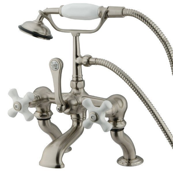 Deck-Mount Clawfoot Tub Faucet, Brushed Nickel, Deck Mount, KINGSTON BRASS, Mfr# CC417T8