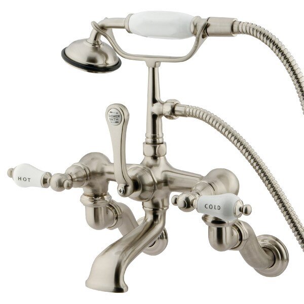 Wall-Mount Clawfoot Tub Faucet, Brushed Nickel, Tub Wall Mount, KINGSTON BRASS, Mfr# CC461T8