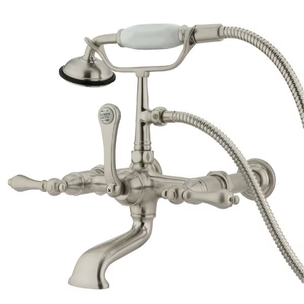 Wall-Mount Clawfoot Tub Faucet, Brushed Nickel, Tub Wall Mount, KINGSTON BRASS, Mfr# CC541T8