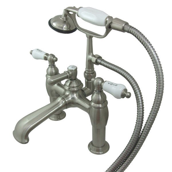 Deck-Mount Clawfoot Tub Faucet, Brushed Nickel, Deck Mount, KINGSTON BRASS, Mfr# CC607T8