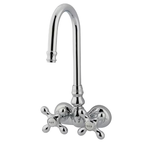 Wall-Mount Clawfoot Tub Faucet, Polished Chrome, Tub Wall Mount, KINGSTON BRASS, Mfr# CC78T1