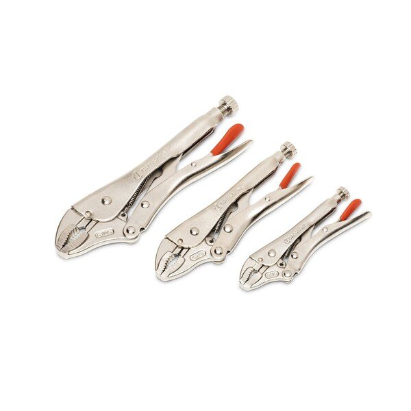 3 Piece Curved Jaw Locking Pliers with Wire Cutter Set, Crescent, Mfr#: CLP3SETN-08