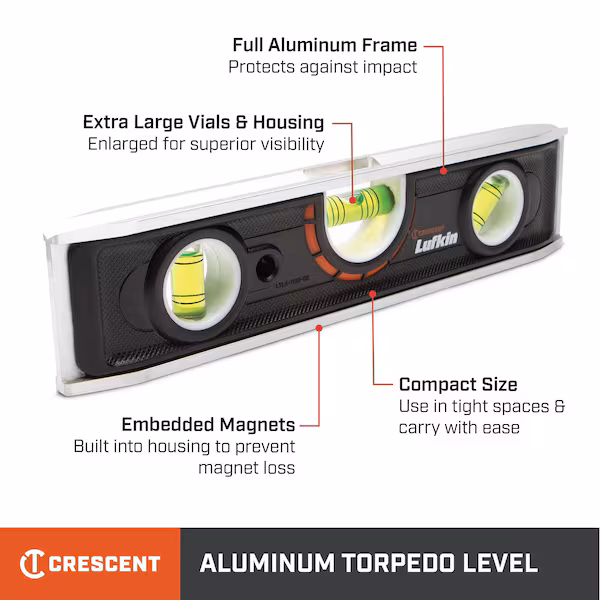 9” Aluminum Torpedo Level, Crescent, Mfr#: LTLA1100-02