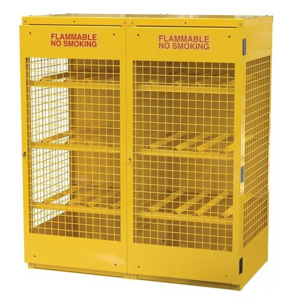 Yellow Cylinder Cabinet Horizontal 16 Cylinder Capacity Knock Down, Vestil, Mfr#: CYL-H-16-KD