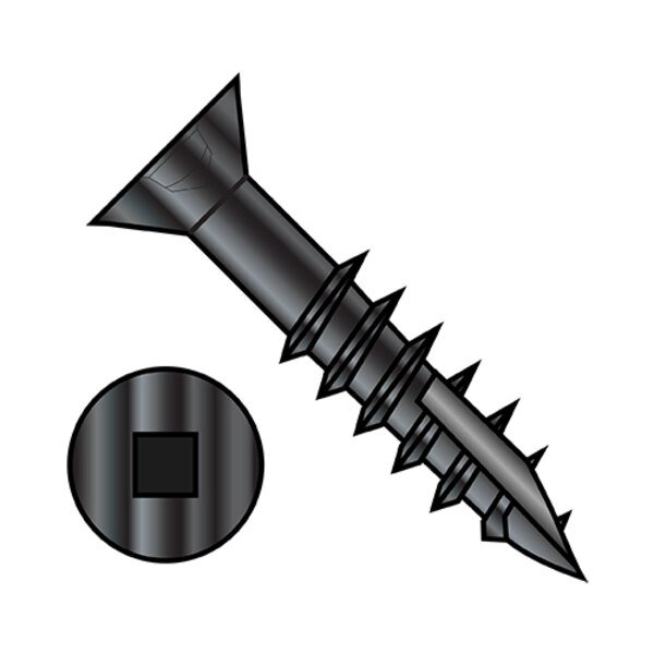 Wood Screw, #8, 1-1/2 in, Black Steel Flat Head Square Drive, 5500 PK, EnjoyTool select, Mfr# 0824DQF17DB