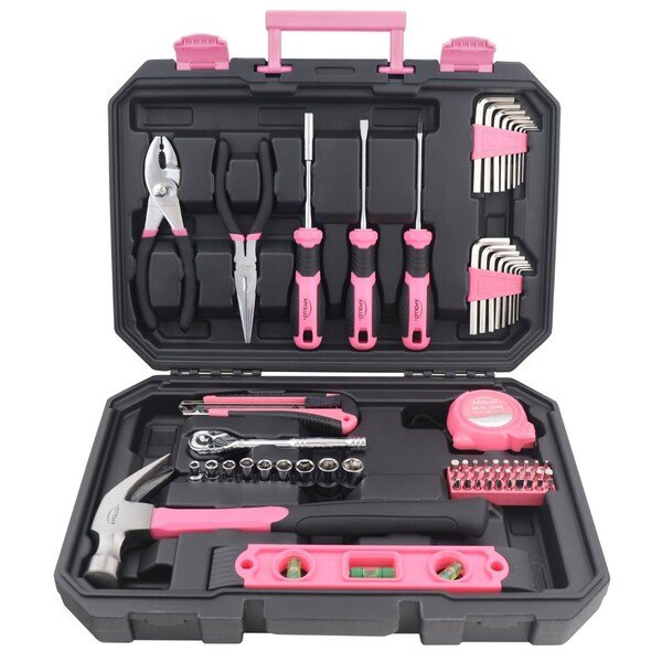 Household Tool Kit, 65 Pieces, Pink, Apollo Tools, Mfr#: DT0001P