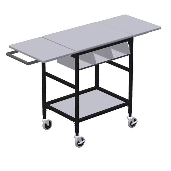 Mobile Table w/ Drop Lves, 3 Comp Org Bin, Hang Bar & Btm Shlf, Irsg, Mfr#: ERGO-28-K6