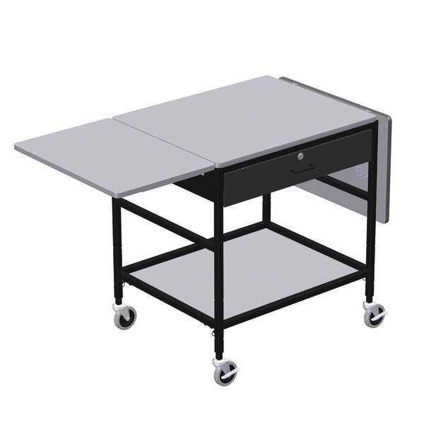Mobile Work Table with Drop Leaves, 1 Locking Drawer & Btm Shelf, Irsg, Mfr#: ERGO-32-K8