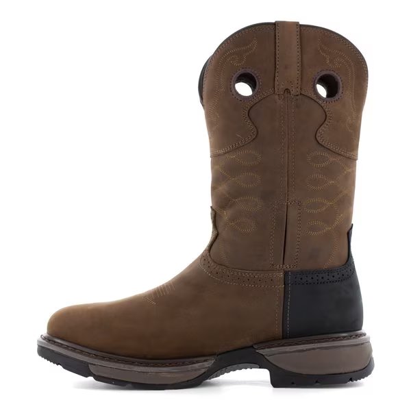 Size 10.5W Mens Brown and Black Steel Toe 10 in, Brown and Black, FRYE SUPPLY, Mfr# FR40101