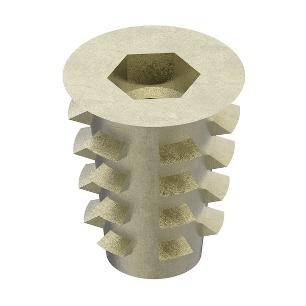 Hex Drive Threaded Insert, #10-24 Int Thrd Sz, 33/64 in L, 3/8 in Dia., Zinc Alloy, Plain, 50 PK, EnjoyTool Select, Mfr#: 901024-13-PK50