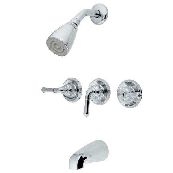 Tub and Shower Faucet, Polished Chrome, Wall Mount, KINGSTON BRASS, Mfr# GKB231