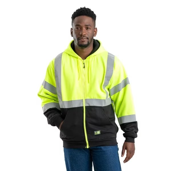 Hi Vis Class 3 Color Block Hooded Sweats, BERNE, Mfr# HVF023