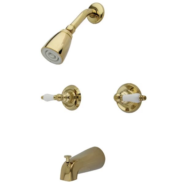 Tub and Shower Faucet, Polished Brass, Wall Mount, KINGSTON BRASS, Mfr# KB242PL