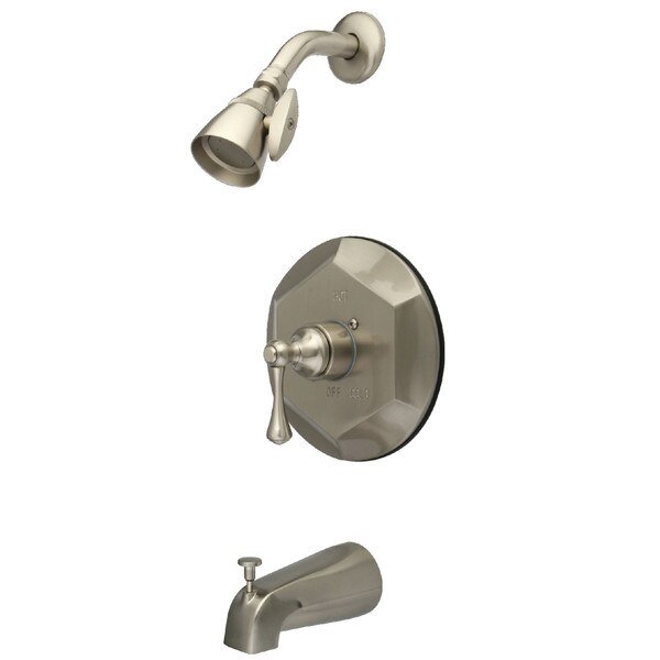 Tub and Shower Faucet, Brushed Nickel, Wall Mount, KINGSTON BRASS, Mfr# KB4638BL