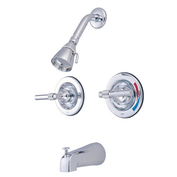 Tub and Shower Faucet, Polished Chrome, Wall Mount, KINGSTON BRASS, Mfr# KB661ML
