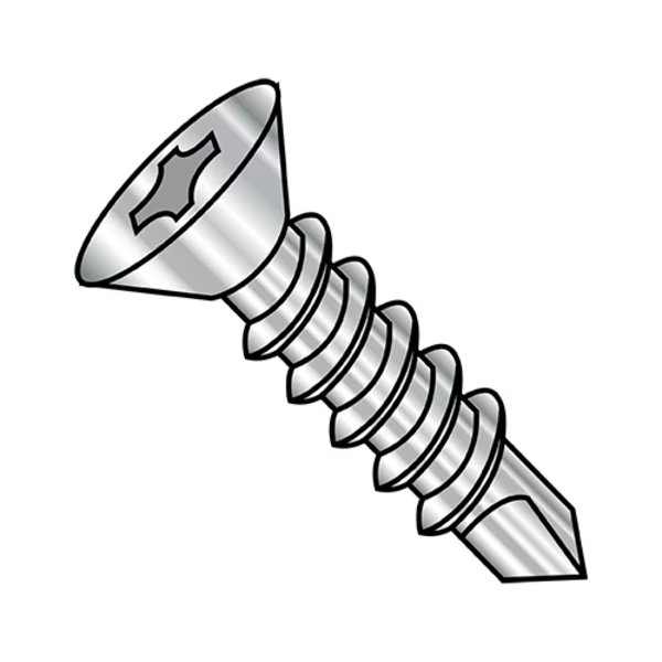 Self-Drilling Screw, #4-24 x 1/2 in, Plain 18-8 Stainless Steel Flat Head Phillips Drive, 5000 PK, EnjoyTool select, Mfr# 0408KPF188