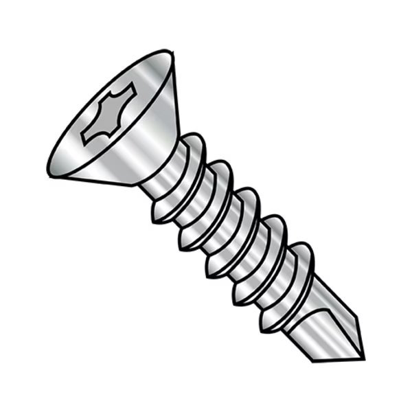 Self-Drilling Screw, #6-20 x 1-3/4 in, Plain 410 Stainless Steel Flat Head Phillips Drive, 1500 PK, EnjoyTool select, Mfr# 0628KPF410