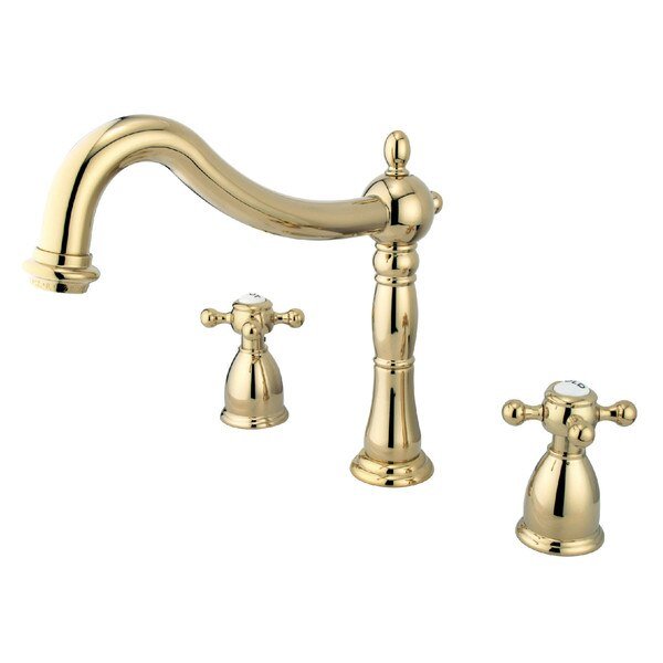 Roman Tub Faucet, Polished Brass, Deck Mount, KINGSTON BRASS, Mfr# KS1342BX