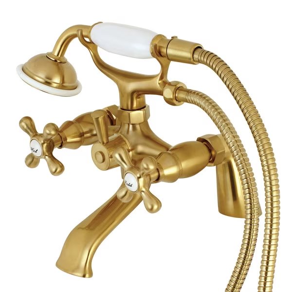 Deck-Mount Clawfoot Tub Faucet, Brushed Brass, Deck Mount, Kingston Brass, Mfr#: KS267SB