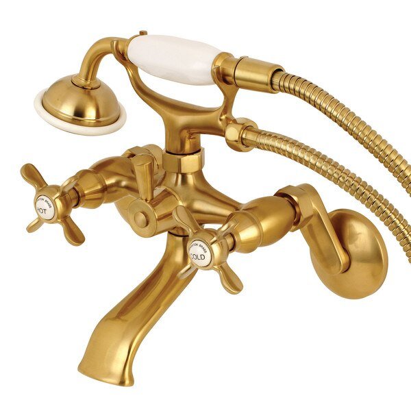 Wall-Mount Clawfoot Tub Faucet, Brushed Brass, Wall Mount, KINGSTON BRASS, Mfr# KS286SB