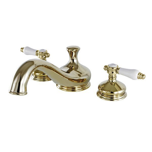 Roman Tub Faucet, Polished Brass, Deck Mount, KINGSTON BRASS, Mfr# KS3332BPL