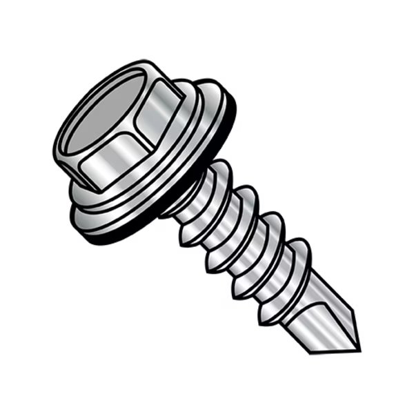 Self-Drilling Screw, #10-16 x 1/2 in, Plain 18-8 Stainless Steel Hex Head Hex Drive, 2000 PK, EnjoyTool select, Mfr# 1008KWN410