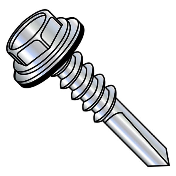Self-Drilling Screw, #12-14 x 2 in, Zinc Plated Steel Hex Head Hex Drive, 1000 PK, EnjoyTool select, Mfr# 1232KWN5