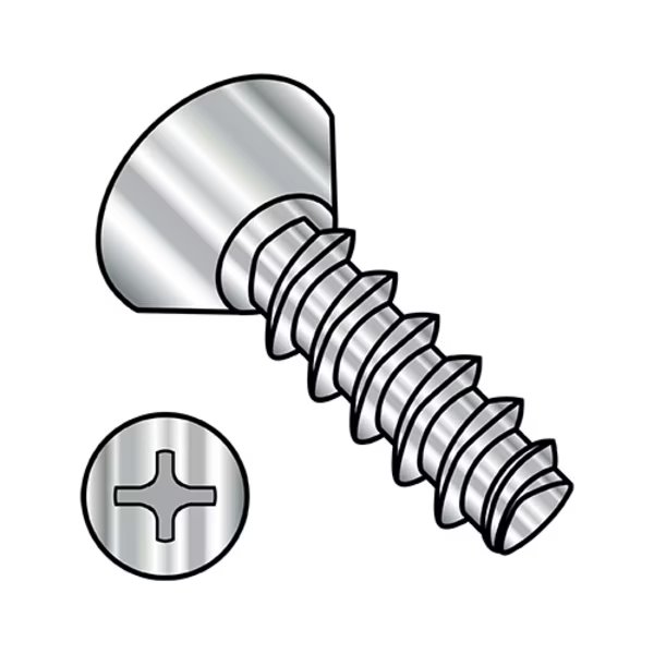 Thread Forming Screw, #6-19 x 3/8 in, Wax 18-8 Stainless Steel Flat Head Phillips Drive, 5000 PK, EnjoyTool select, Mfr# 0606LPU188