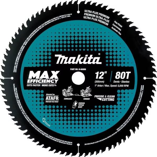 Carbide-Tipped Max Efficiency Miter Saw Blade 80T 12