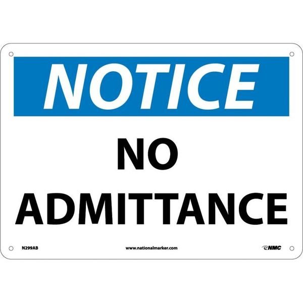 Notice No Admittance Sign, N299AB, NMC, Mfr# N299AB