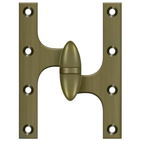 Antique Brass Door and Butt Hinge, DELTANA, Mfr# OK6045B5-R