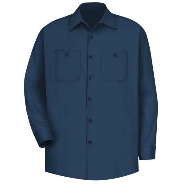 Mns Ls Navy Dp Cotton Workshirt, 5XL, RED KAP, Mfr# SC30NV RG 5XL