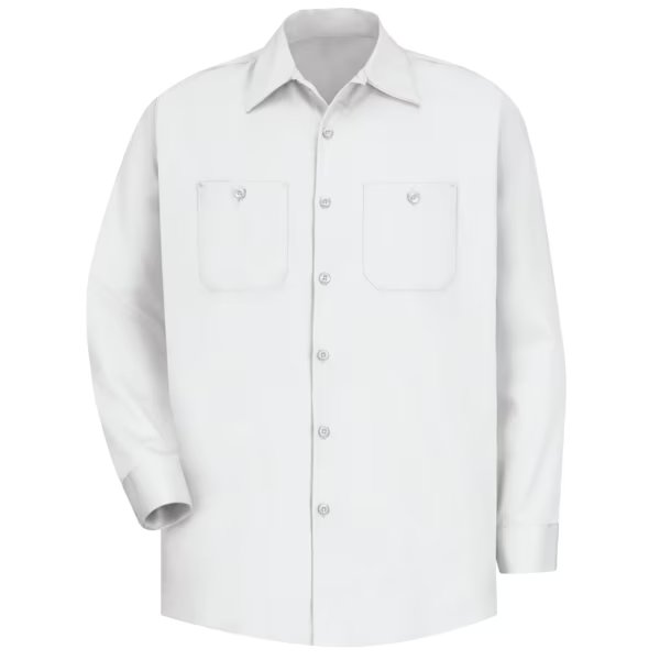 Mns Ls White Dp Cotton Workshirt, XL, RED KAP, Mfr# SC30WH RG XL