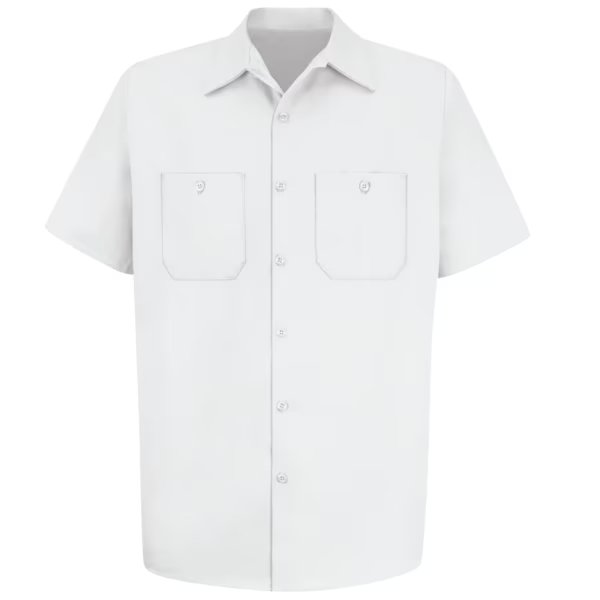 Mns S/S White Dp Cotton Workshirt, M, RED KAP, Mfr# SC40WH SS M