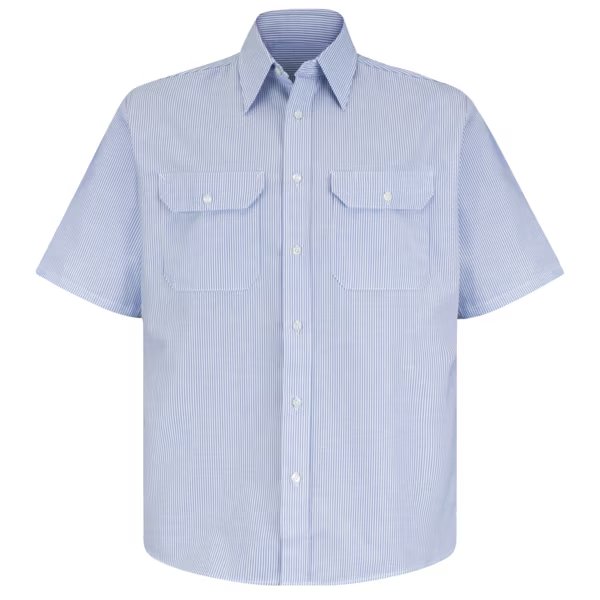 Mens Ss Wht/Blue Str Drs Unif Shirt, XXL, RED KAP, Mfr# SL60WB SSLXXL