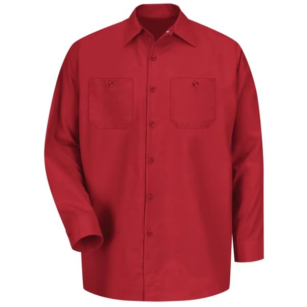 Mens Ls Red Poplin Work Shirt, XL, RED KAP, Mfr# SP14RD RG XL