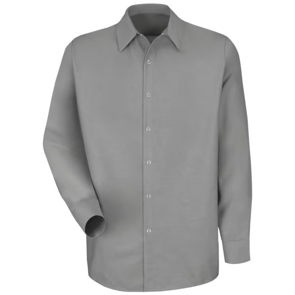 Mens Ls Lt Gray Pop Wk Shrt-No Pkts, M, Red Kap, Mfr#: SP16LA RG M